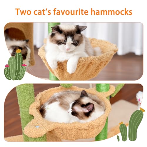 39.4 Inches Cat Tree with Scratching Post, Sisal Pole, Soft Platform, 2 Baskets and Dangling Toy H5220