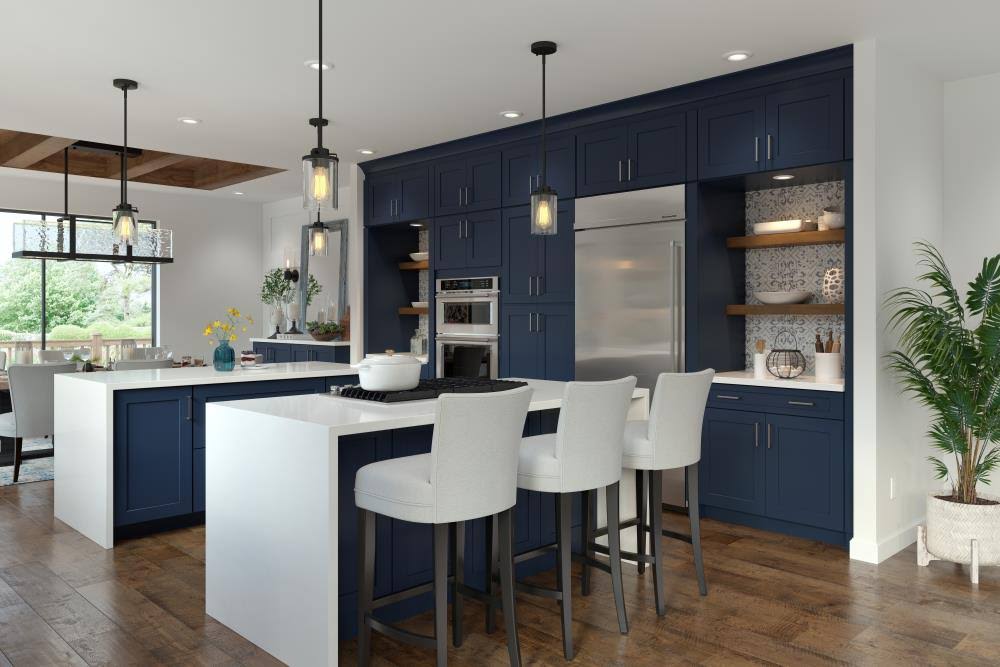 Navy Square Door Sink Base Cabinet W250