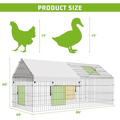 Large Metal Chicken Coop with Run, 9.8×13.1×6.6ft Walk-in Poultry Cage with Cover S531516