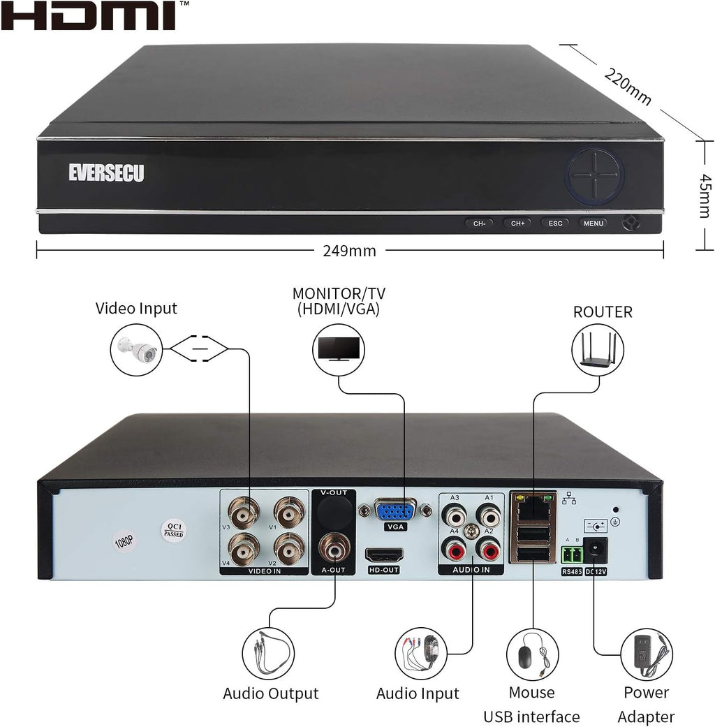 8 Channel Wired Security Camera System 1080P DVR with 8 Weatherproof Cameras X22530