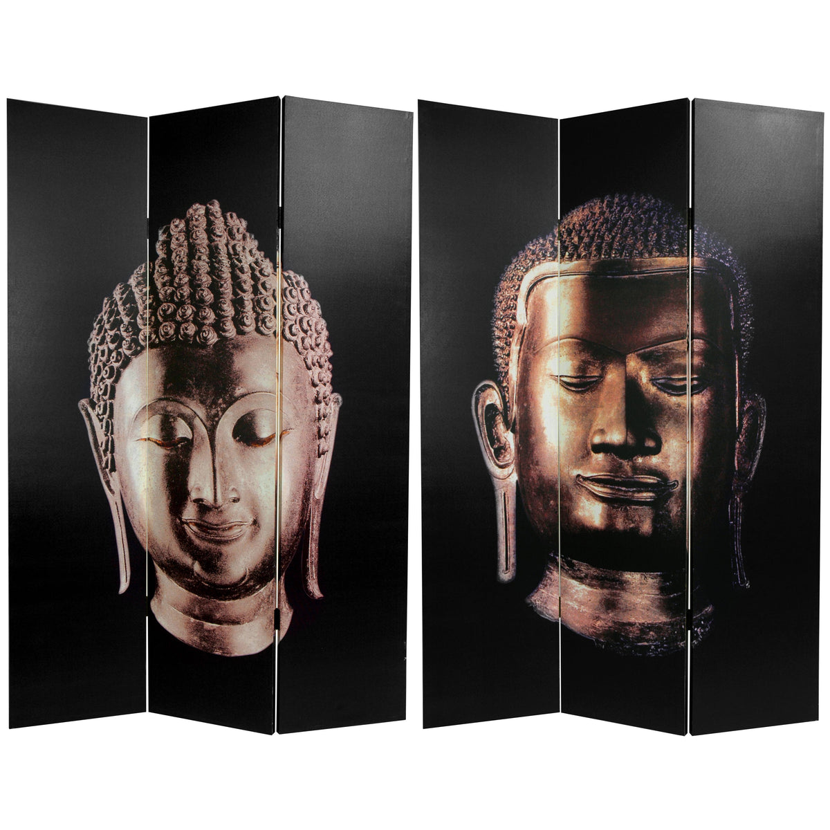 6 ft Tall Double Sided Buddha Canvas Room Divider W2481