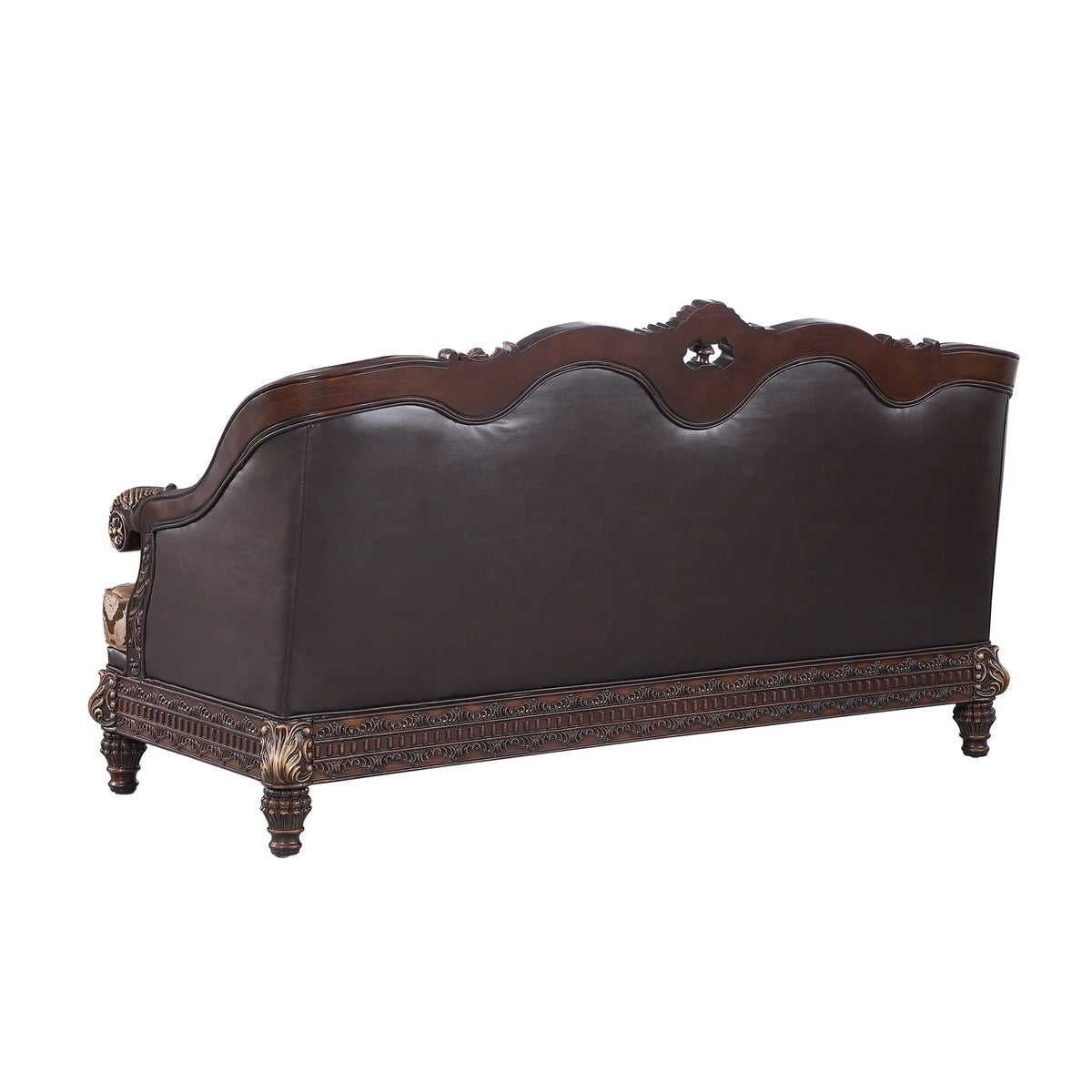 Walnut Faux Leather Sofa and Loveseat Set N804