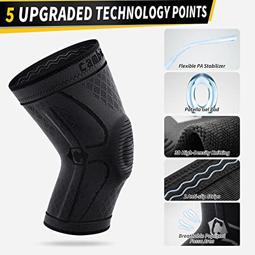 2 Pack Knee Compression Sleeves with Side Stabilizers & Patella Gel Pad V4843