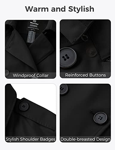 Women's Plus Size Double-Breasted Waterproof Trench Coat with Detachable Hood S54247