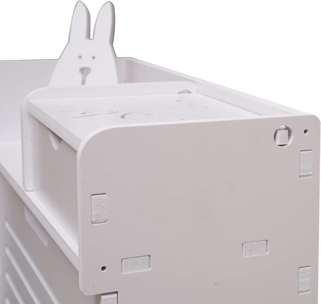 White Wood Look 2 Flip Drawers Freestanding Shoe Storage Cabinet K38043