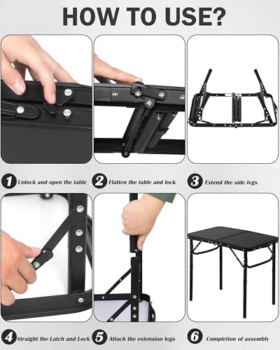 Black 25"x16"x22" Small Folding Aluminum Camping Table E243134