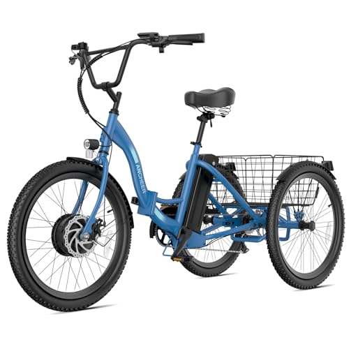 350W Electric Tricycle 24" Folding 3 Wheel Electric Bike with Rear Basket G925