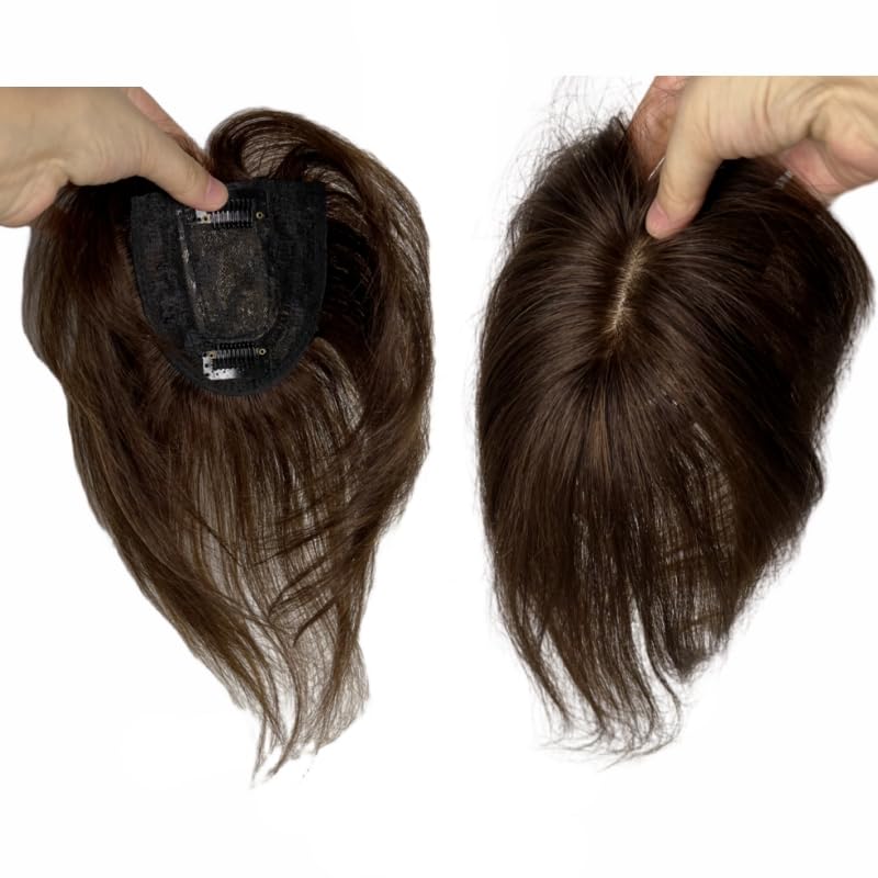 100% Human Hair Clip in Hairpieces with 3D Air Bangs Straight Hair Mid Part Wiglets (1B) N332058
