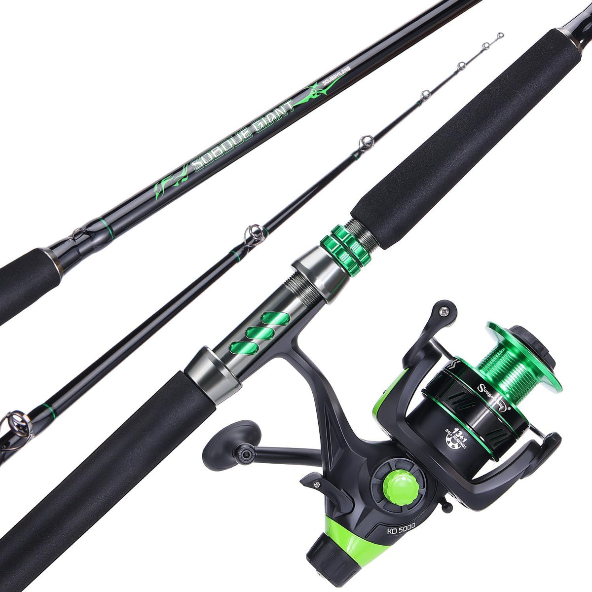 Catfish Fishing Rod and Reel Spinning Combo with EVA Non-Slip Grips and Aluminum Reel Seat X9116