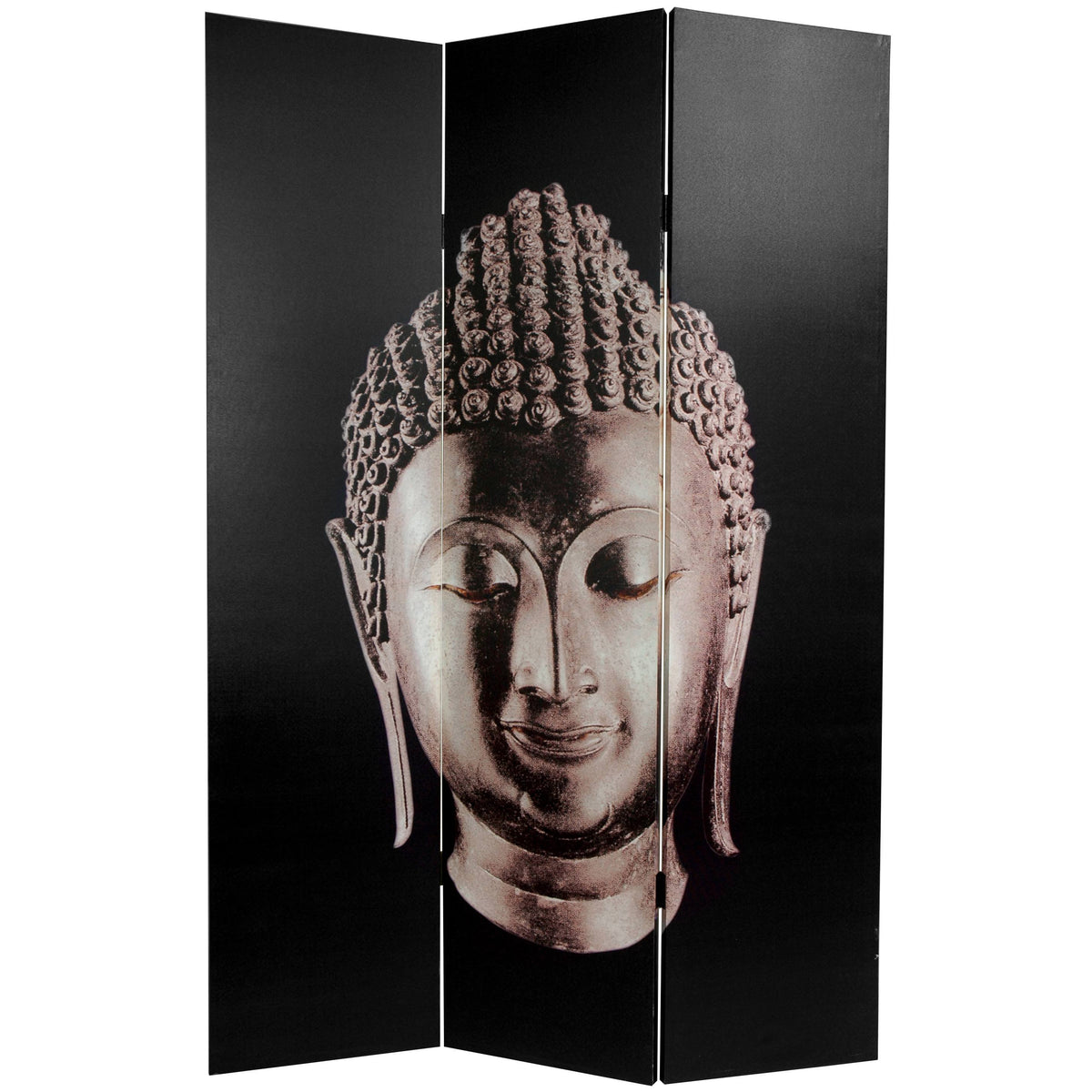6 ft Tall Double Sided Buddha Canvas Room Divider W2481