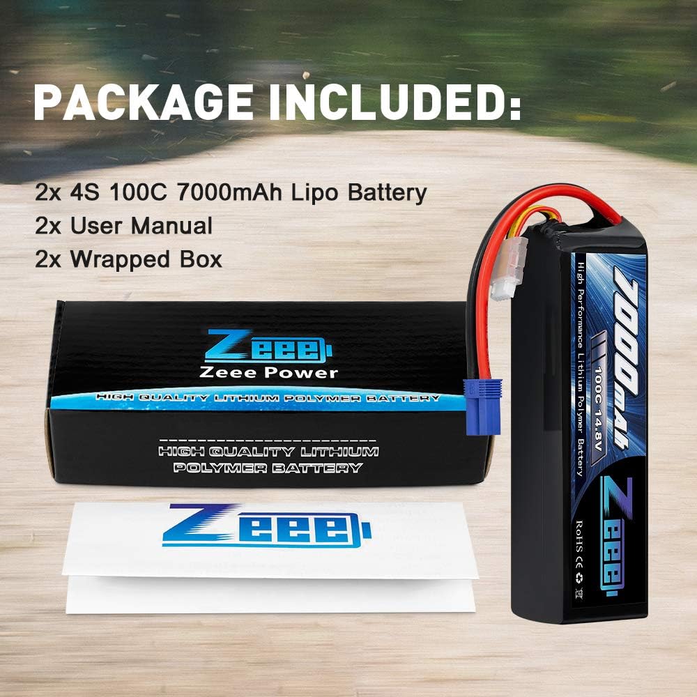 14.8V 4S 100C 7000mAh Lipo Battery with EC5 Connector 2 Pack P555
