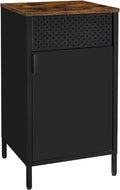 Rustic Brown and Black Nightstand with Door P378387
