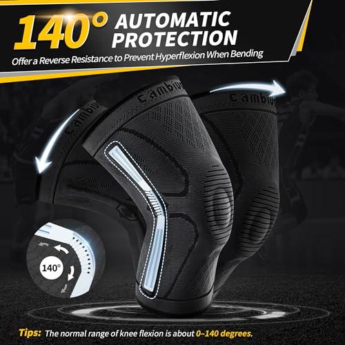 2 Pack Knee Compression Sleeves with Side Stabilizers & Patella Gel Pad V4843