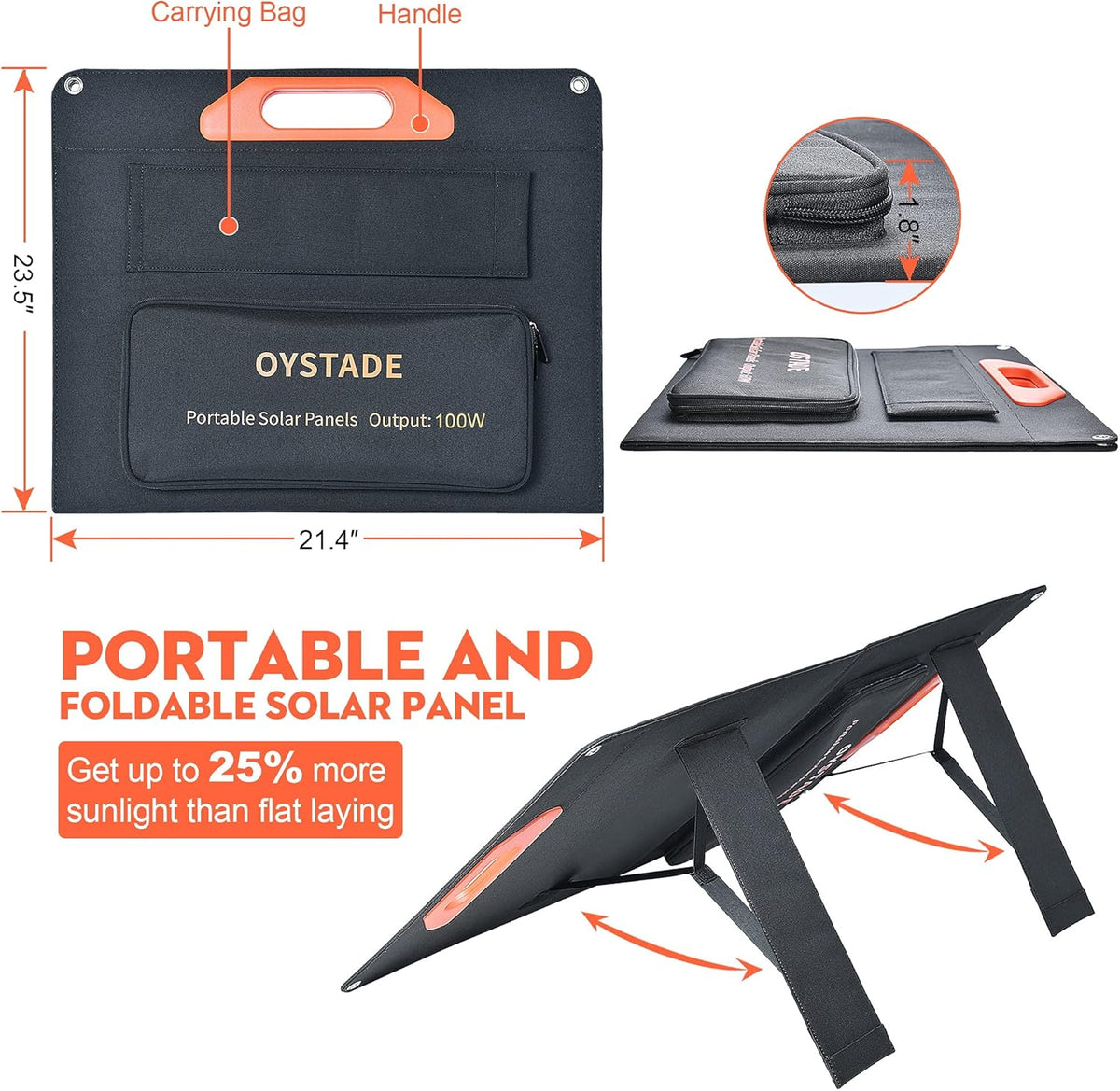 100W Portable Foldable Solar Panel with USB QC 3.0 Type C DC18V G9157