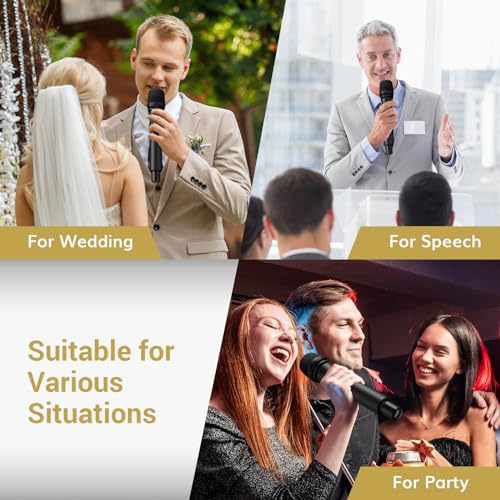 Wireless Microphone Systems, UHF Cordless Handheld Dynamic Mic Kit with Receiver, Black D967