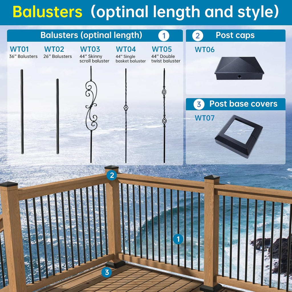 50 Pack 26" x 3/4" Aluminum Deck Balusters U110