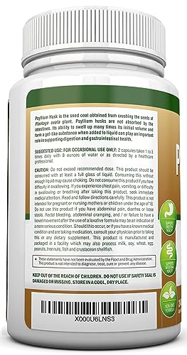 240 Capsules Psyllium Husk Capsules 1450mg Per Serving Double Strength R106165