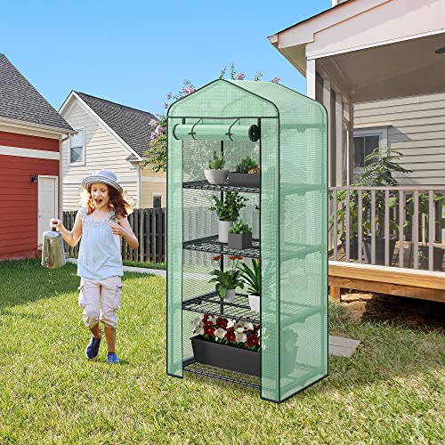2.3x1.5x5.3 FT 4 Tier Mini Greenhouse with PE Cover F55507