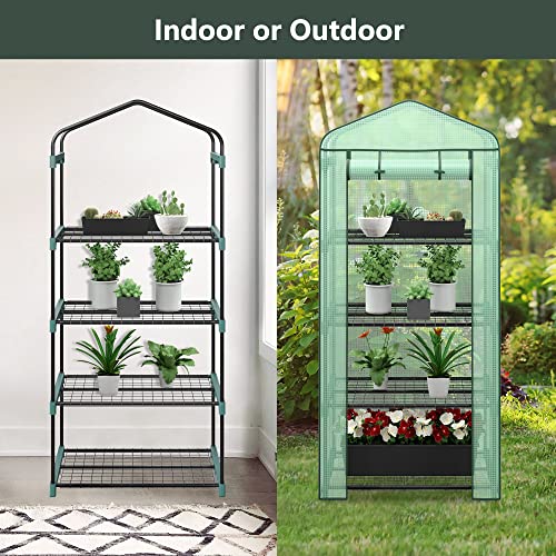 2.3x1.5x5.3 FT 4 Tier Mini Greenhouse with PE Cover F55507