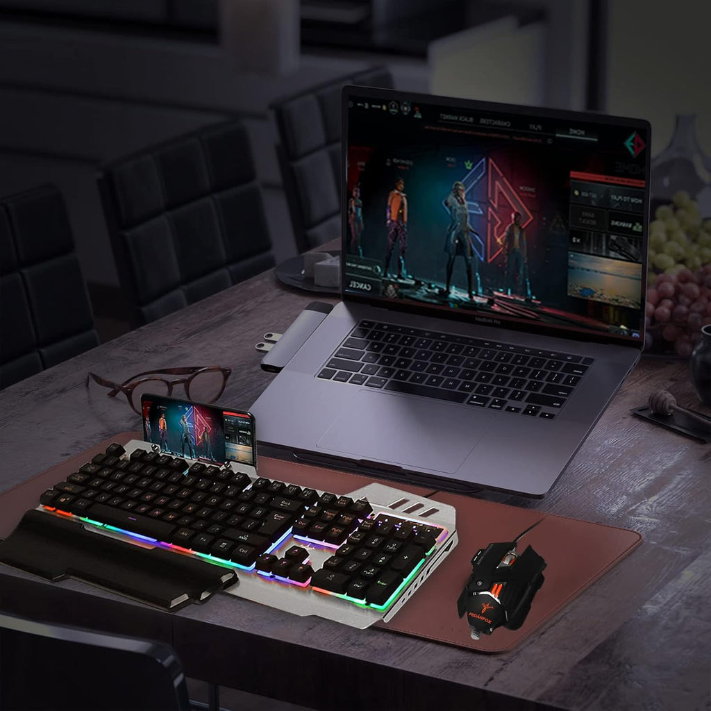 Wired Rainbow Led Backlit Gaming Keyboard and Mouse Combo J86082