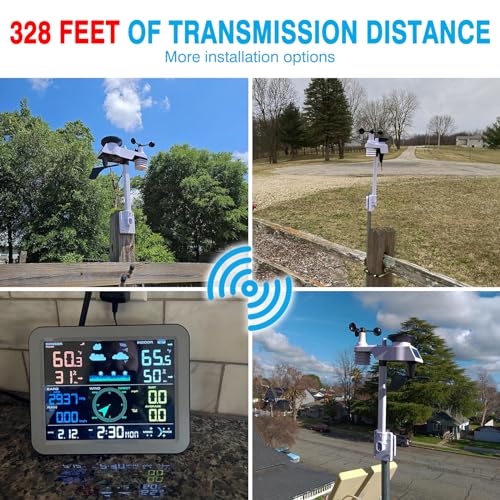 Wireless 7-in-1 Indoor Outdoor Weather Station with Rain Gauge H799618