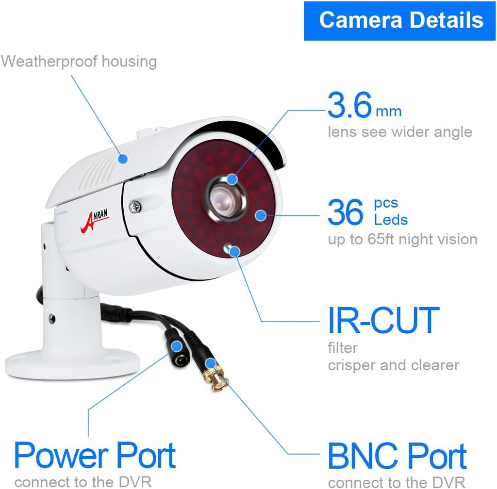 Wired 4 Channel HD Security Camera System with 1TB Hard Drive and 4 Weatherproof Cameras M4268