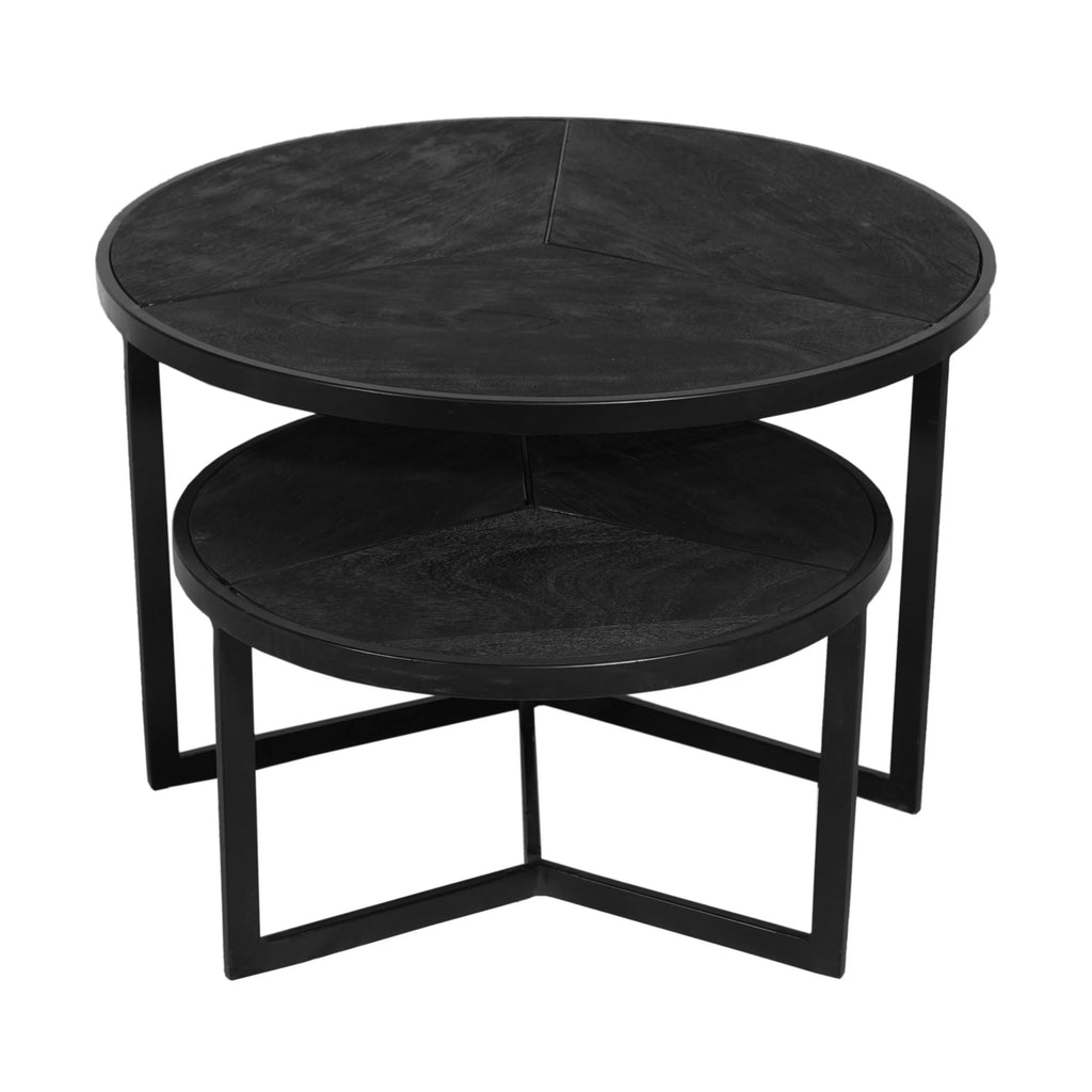 Round Nesting Coffee Table Set Of 2 Mango Wood H949399