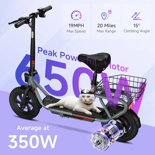 Electric Scooter with Seat, 12" Pneumatic Tire, Foldable V6831