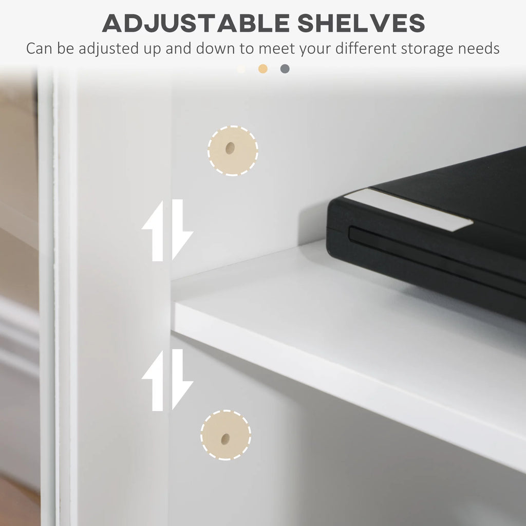 White TV Stand with Adjustable Shelves K568