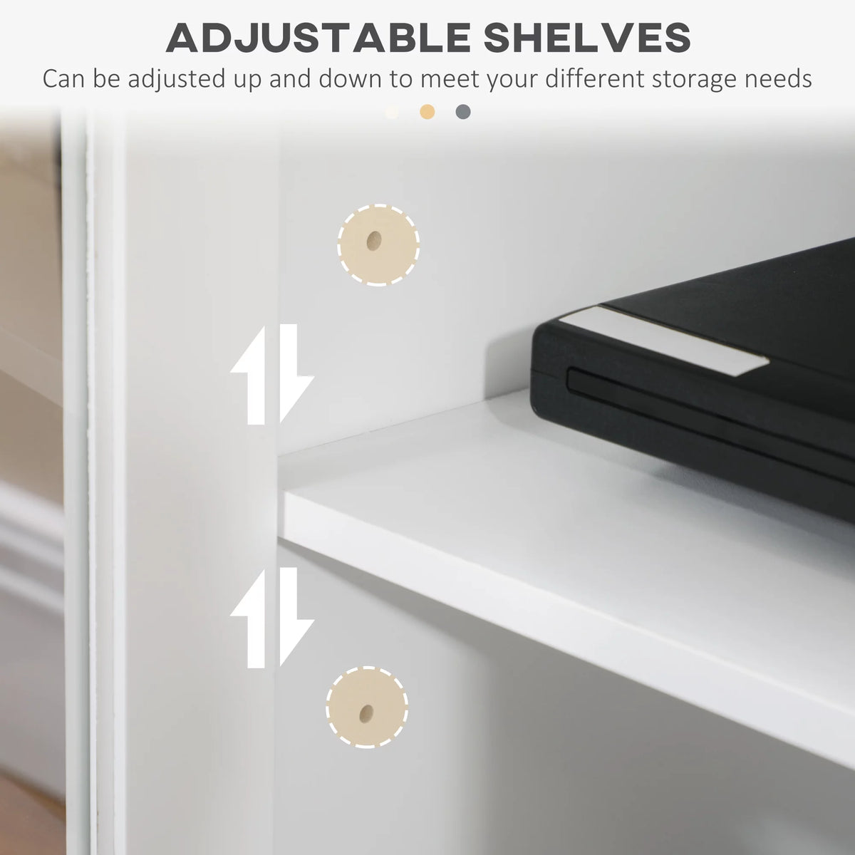White TV Stand with Adjustable Shelves K568
