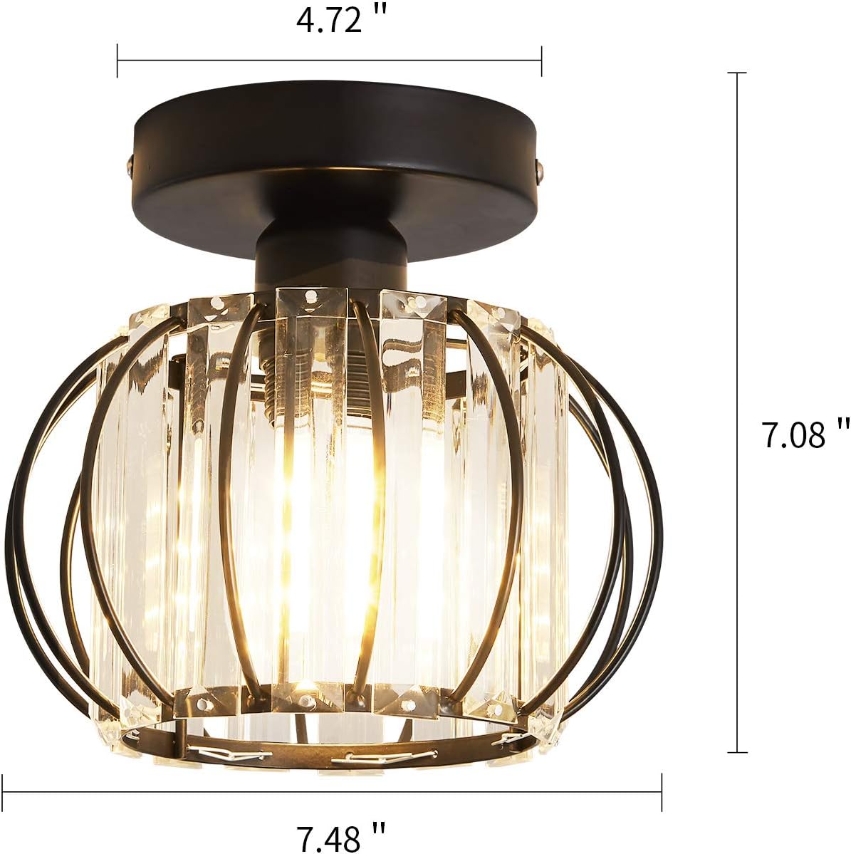 Antique Small Crystal Semi Flush Mount Ceiling Light O418374