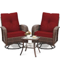 3 Piece Rattan Wicker Bistro Set with Glass Top Table R695
