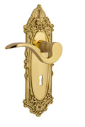 Victorian Plate Passage Keyhole Manor Lever in Unlacquered Brass U8214