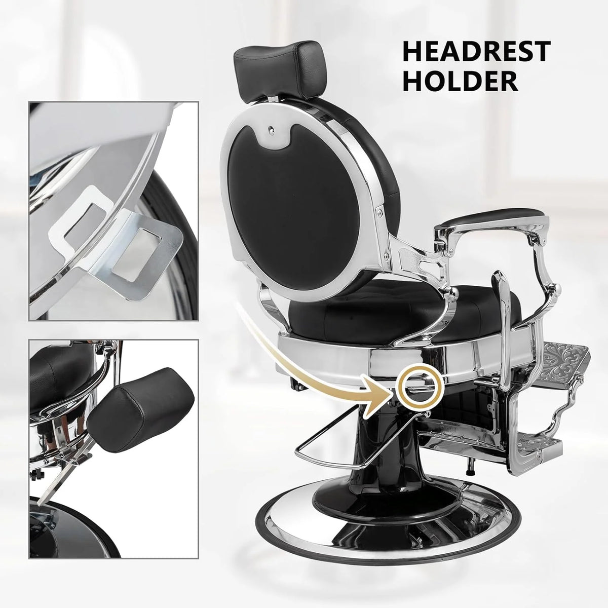 Vintage Reclining Hydraulic Salon Chair with Headrest J4343