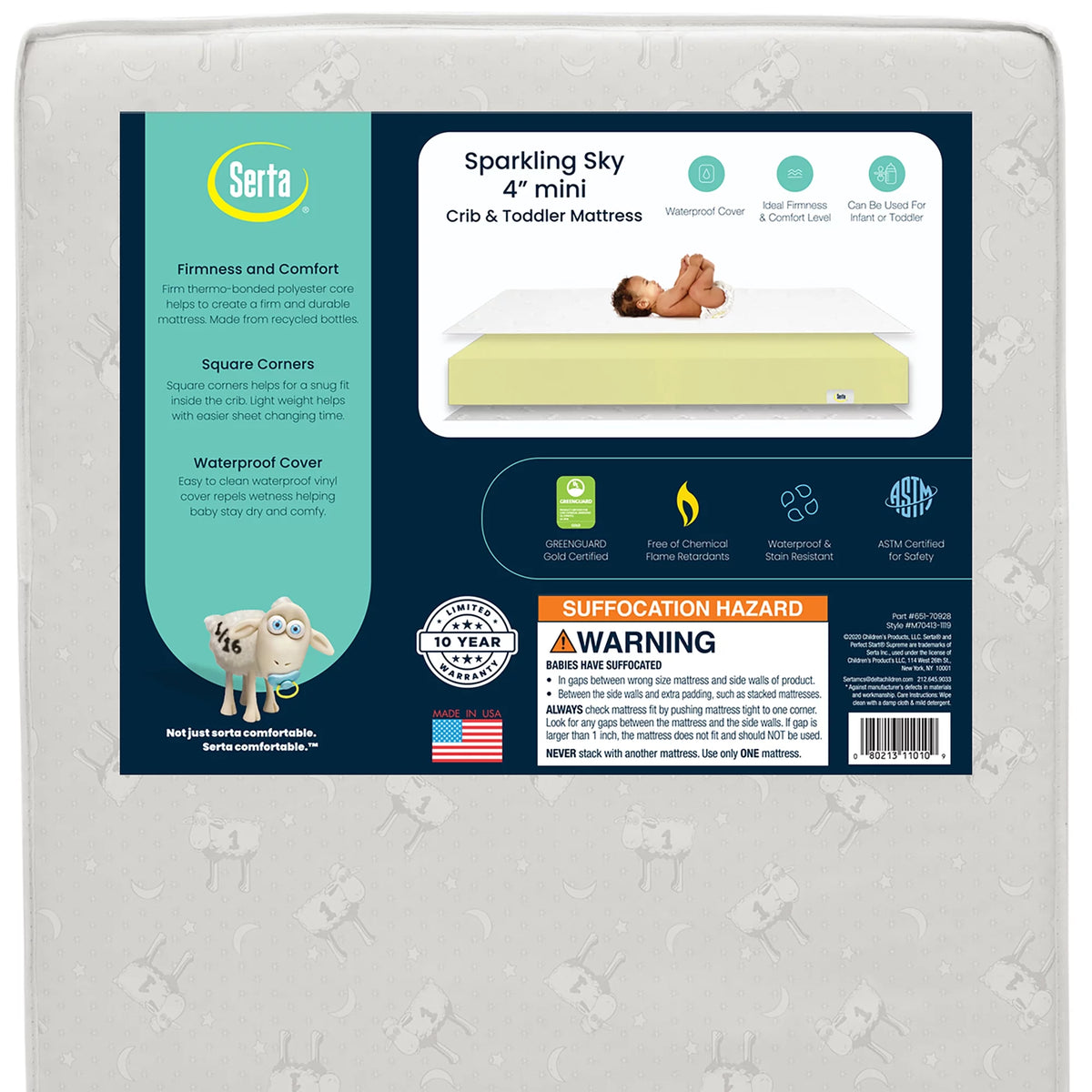 Mini Portable Dual Sided Crib & Toddler Mattress W98676