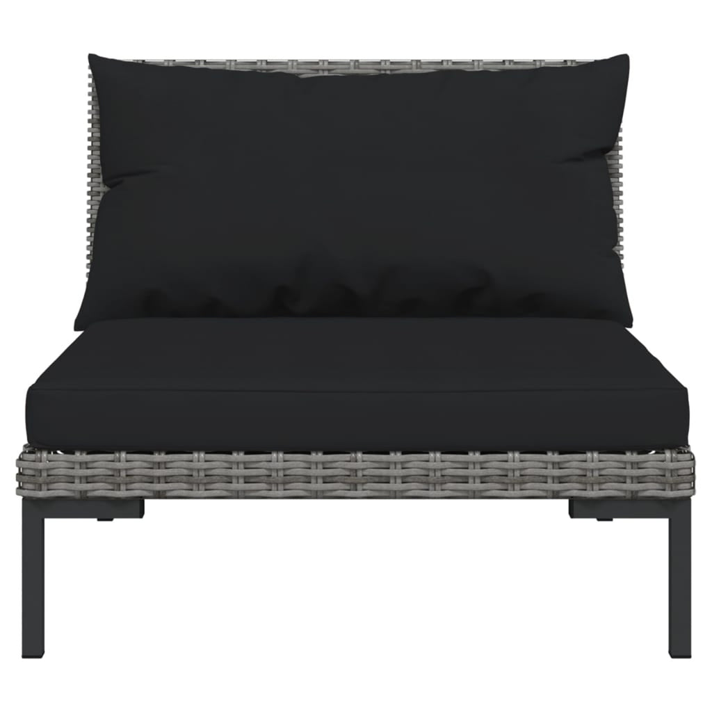 9 Piece Poly Rattan Patio Set with Cushions Dark Gray F4314