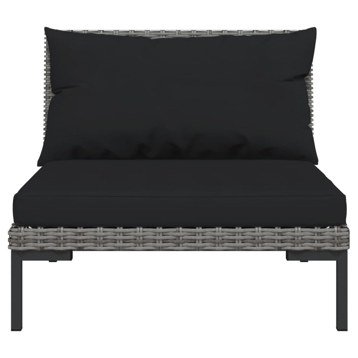 9 Piece Poly Rattan Patio Set with Cushions Dark Gray F4314