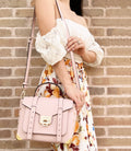Powder Blush Leather Satchel Handbag W553