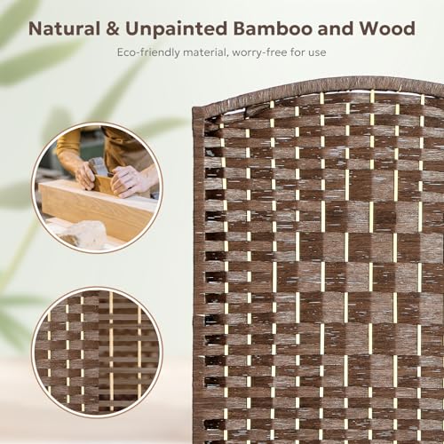 4 Panel 6 ft. Tall Grey Rattan Room Divider B318