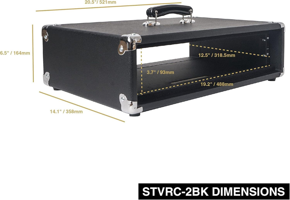 Vintage 2U Amp Rack Case with Rubber Feet, Black E178