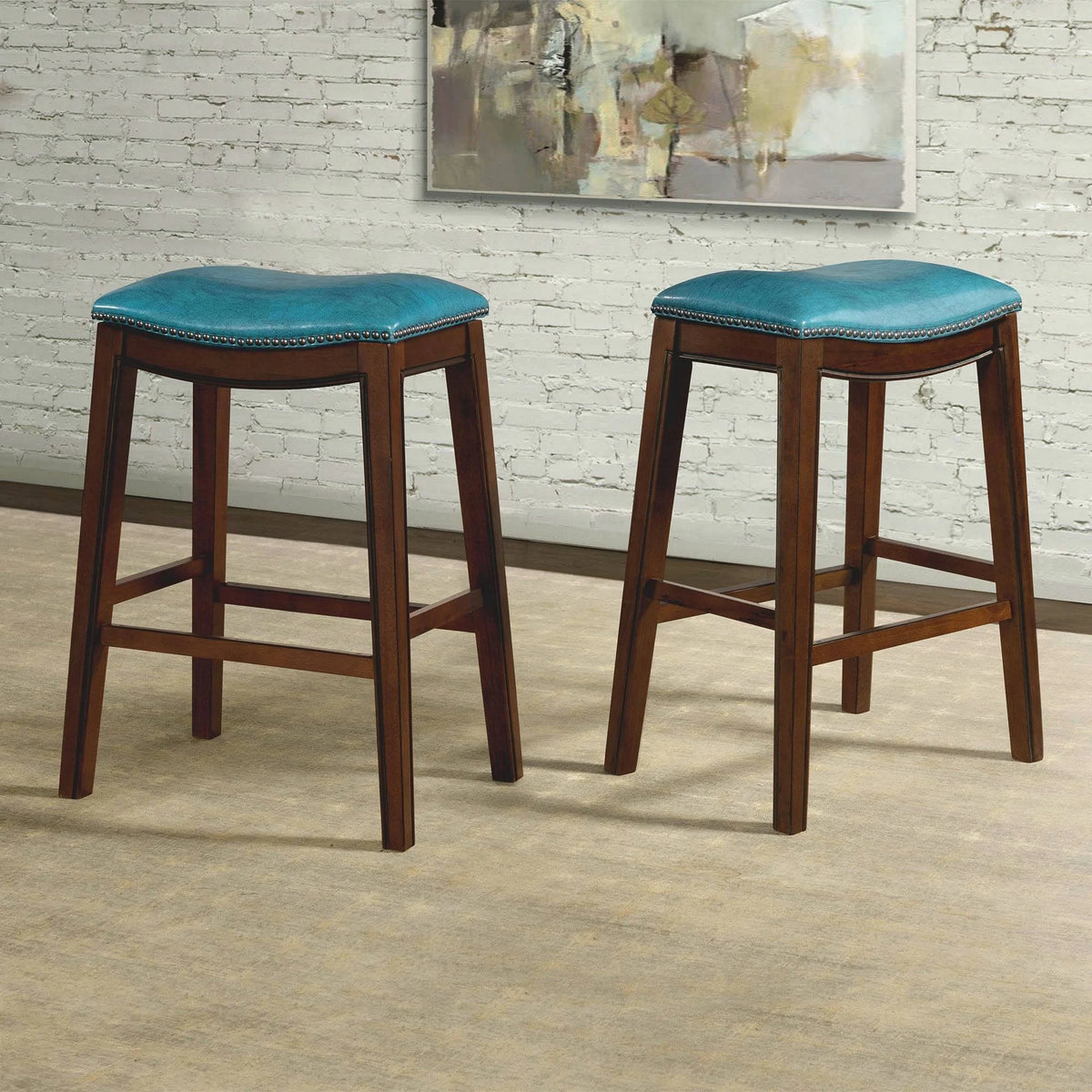 Blue Backless Bar Stool X12585