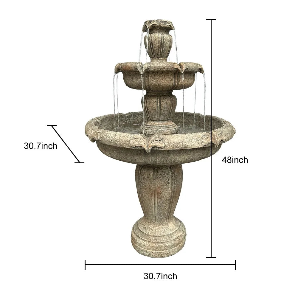 48-Inch Tall 3-Tiered Concrete Fountain T4234