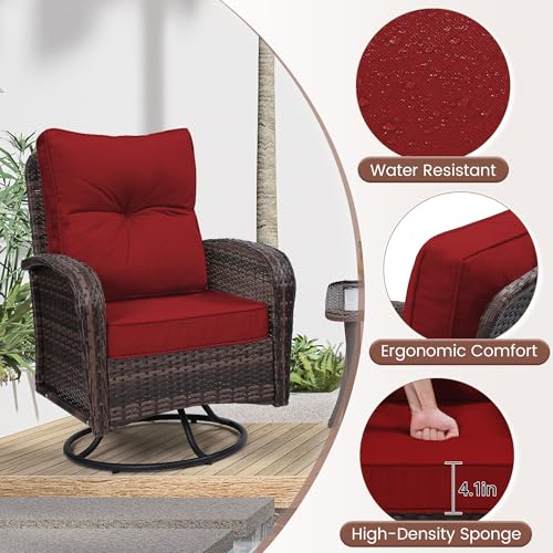 3 Piece Rattan Wicker Bistro Set with Glass Top Table R695
