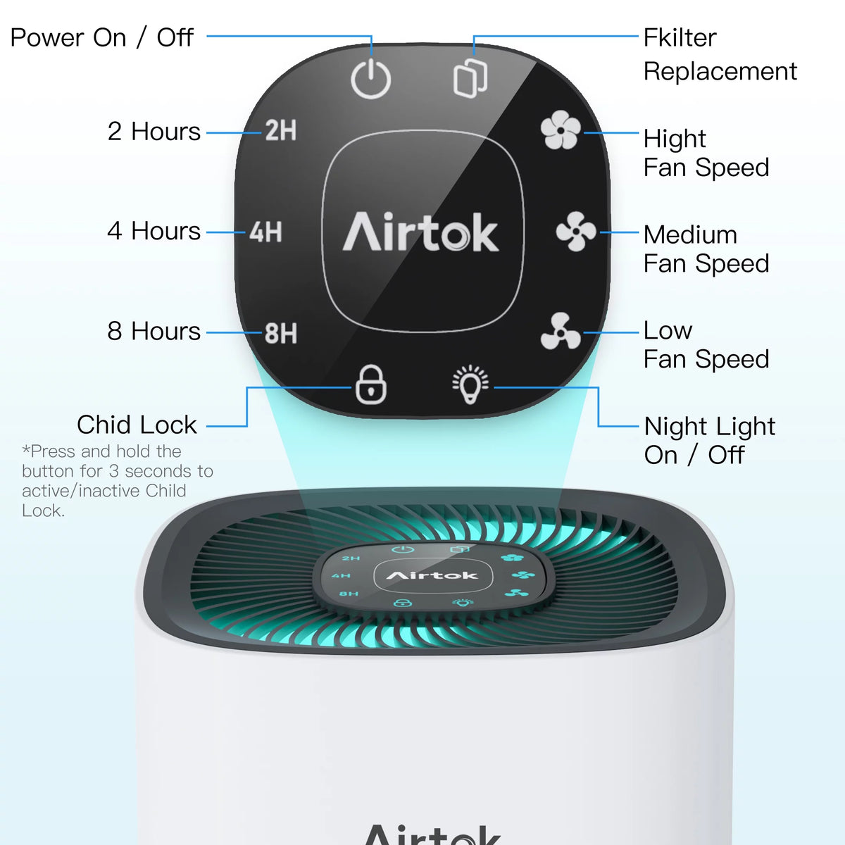 White True H13 Hepa Air Purifier T909959