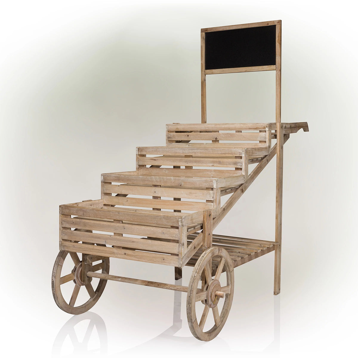 Wooden Cart Plant Display Stand Z76792