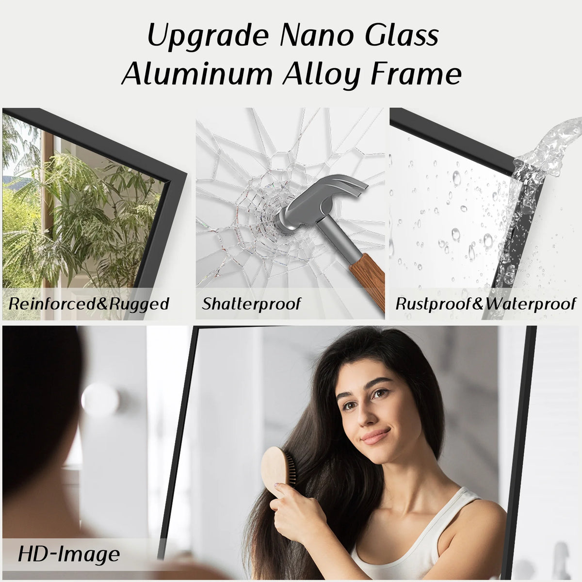 64"x21" Black Full Length Standing Mirror X929848