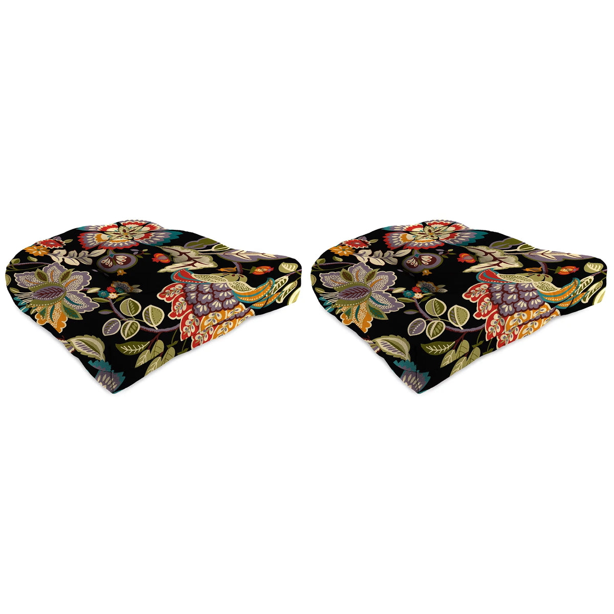 Midnight Multicolor Paisley Tufted Outdoor Wicker Seat Cushion 2 Pack A242299