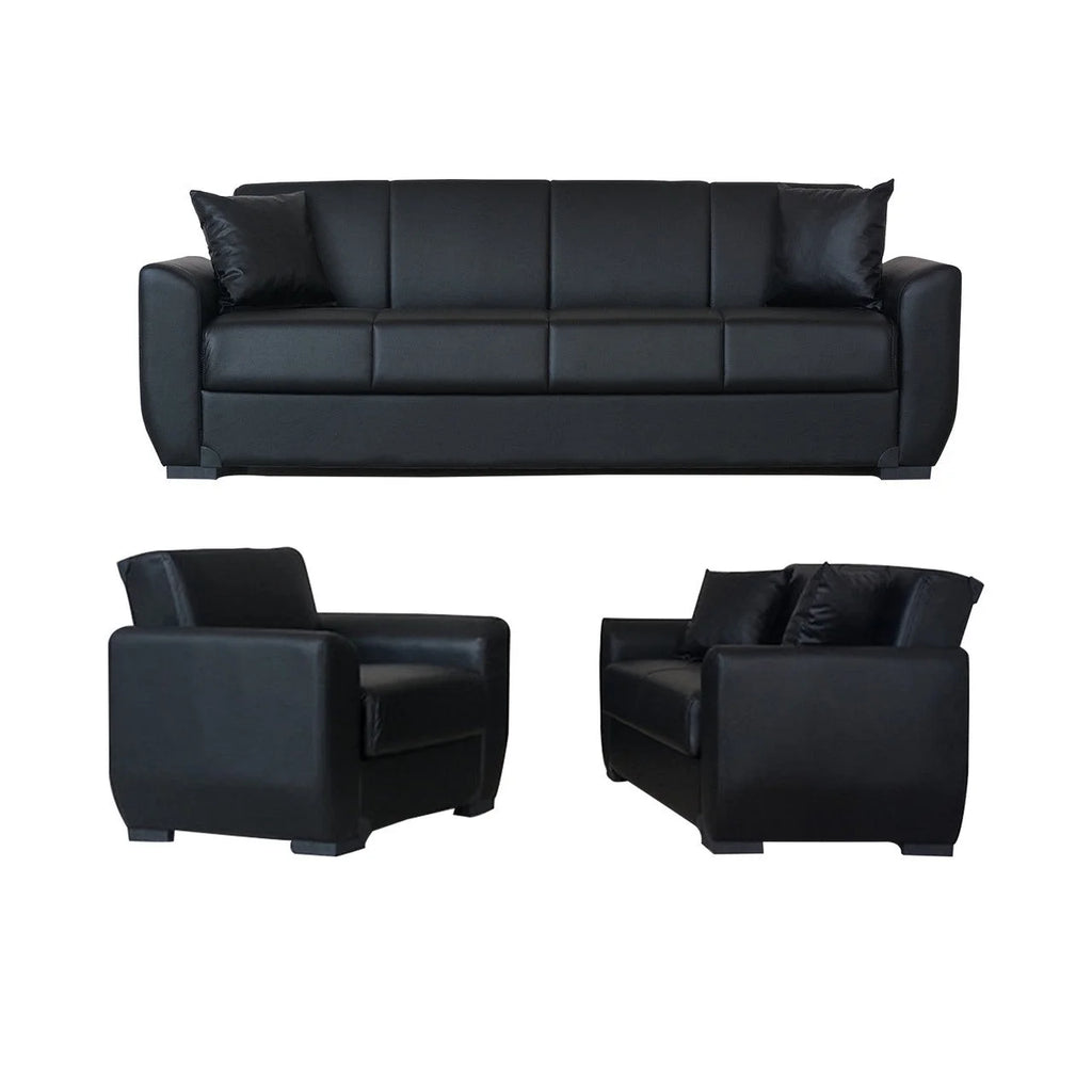 Black PU Leather Loveseat T52716
