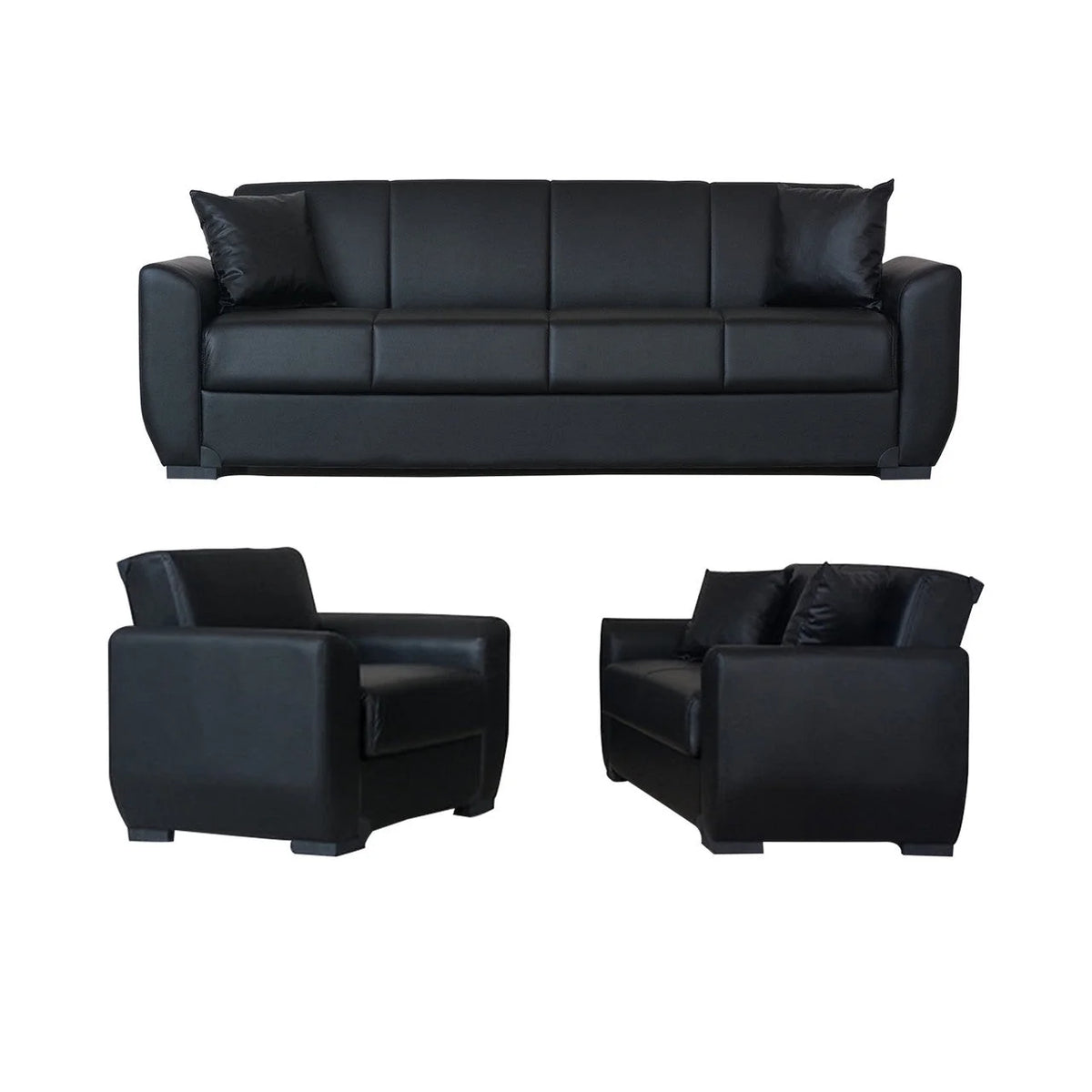 Black PU Leather Loveseat T52716