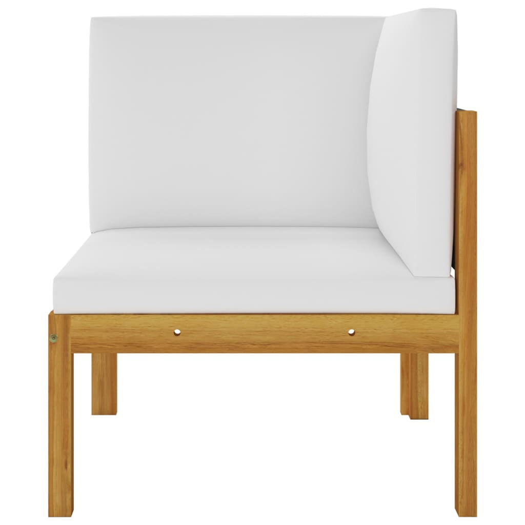 6 Piece Acacia Wood Patio Lounge Set with Cream White Cushion N572